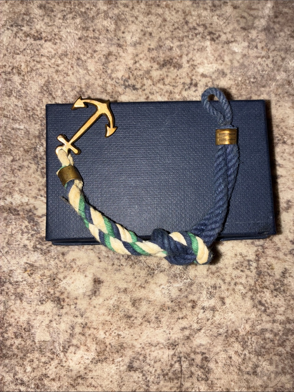 Kiel James Patrick Nautical Anchor Rope Bracelet - Blue, Cream & Green